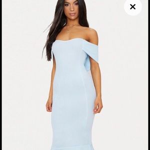 Prettylittlething dusty blue midi dress
